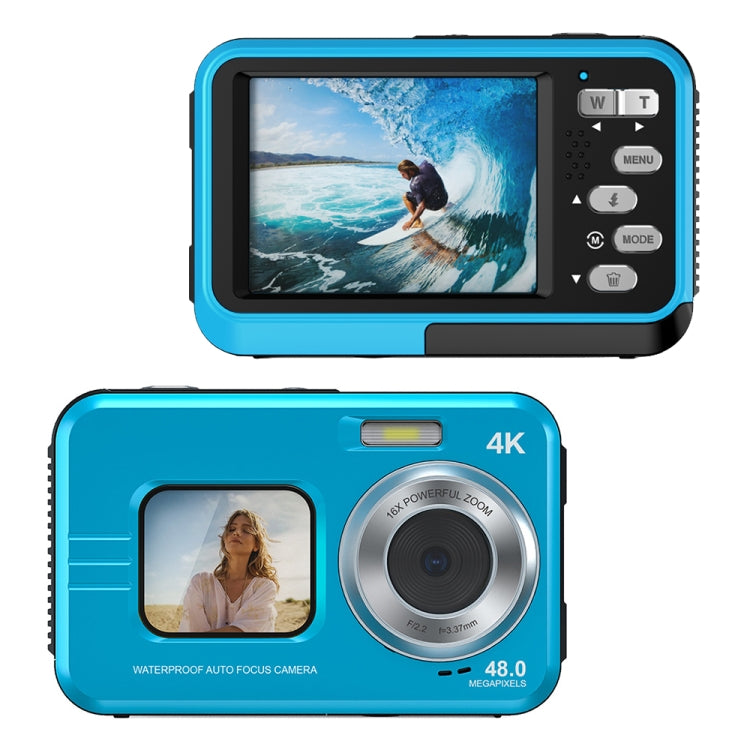 WDC901 3.5m Waterproof 48MP HD Dual Screen Outdoor Sports Digital Camera EU Plug(Blue) - Children Cameras by PMC Jewellery | Online Shopping South Africa | PMC Jewellery | Buy Now Pay Later Mobicred