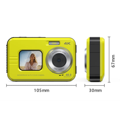 WDC901 3.5m Waterproof 48MP HD Dual Screen Outdoor Sports Digital Camera US Plug(Yellow) - Children Cameras by PMC Jewellery | Online Shopping South Africa | PMC Jewellery | Buy Now Pay Later Mobicred