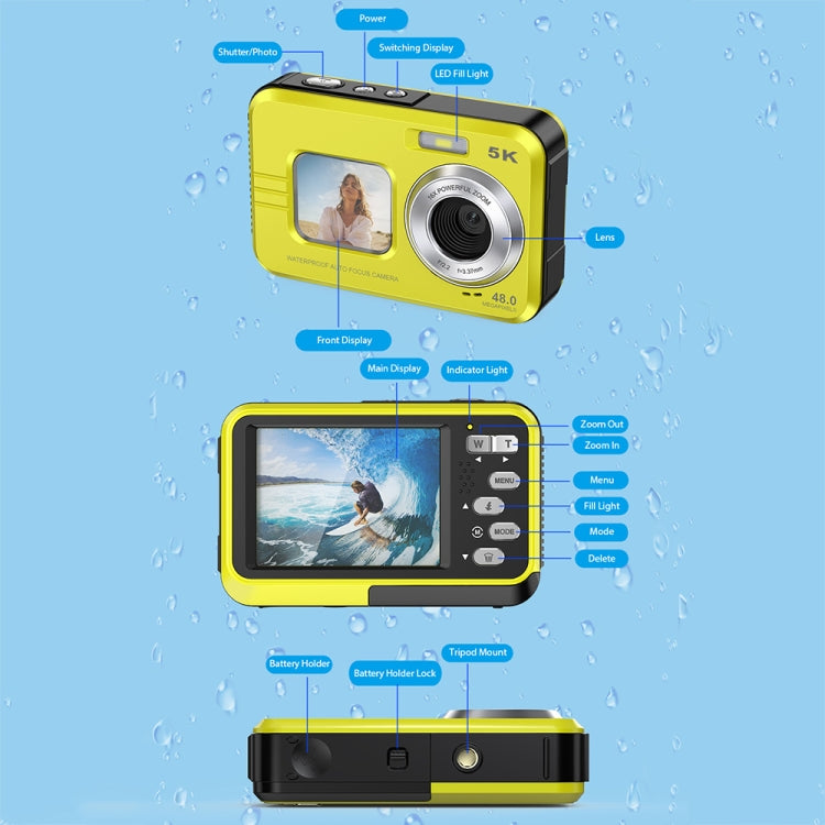 WDC901 3.5m Waterproof 48MP HD Dual Screen Outdoor Sports Digital Camera AU Plug(Blue) - Children Cameras by PMC Jewellery | Online Shopping South Africa | PMC Jewellery | Buy Now Pay Later Mobicred