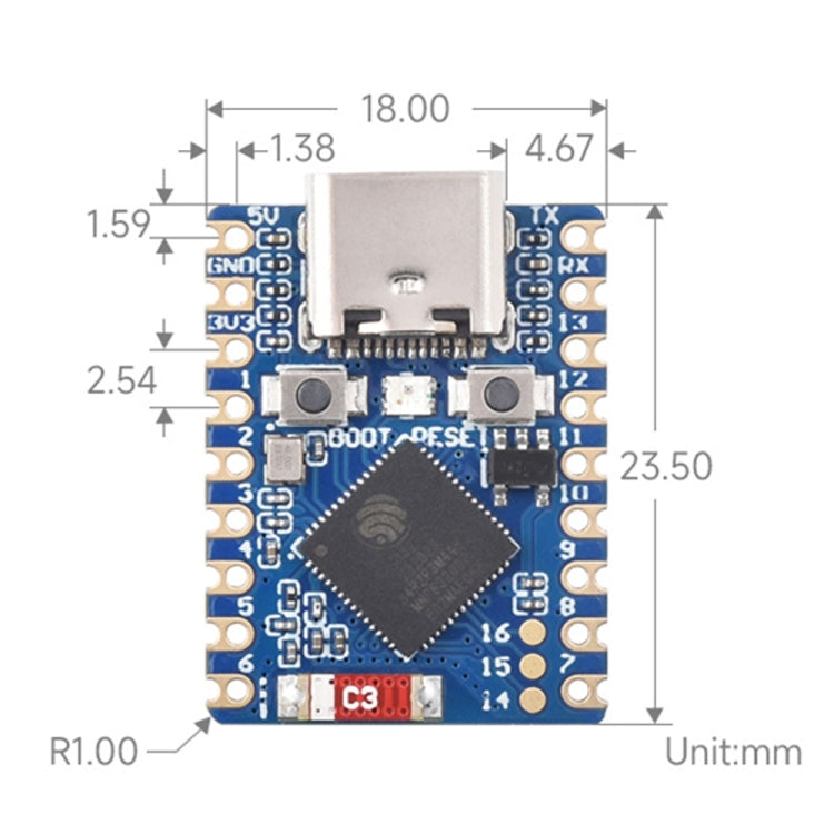 Waveshare ESP32-S3 Mini Development Board, Based On ESP32-S3FH4R2 Dual-Core Processor without Header - Boards & Shields by Waveshare | Online Shopping South Africa | PMC Jewellery | Buy Now Pay Later Mobicred