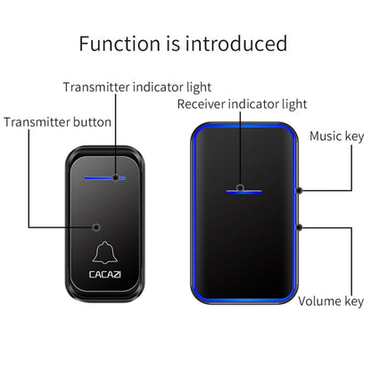 CACAZI Home Smart Digital Wireless Doorbell Remote Electronic Doorbell Elderly Pager, Style: AU Plug(White) - Wireless Doorbell by CACAZI | Online Shopping South Africa | PMC Jewellery