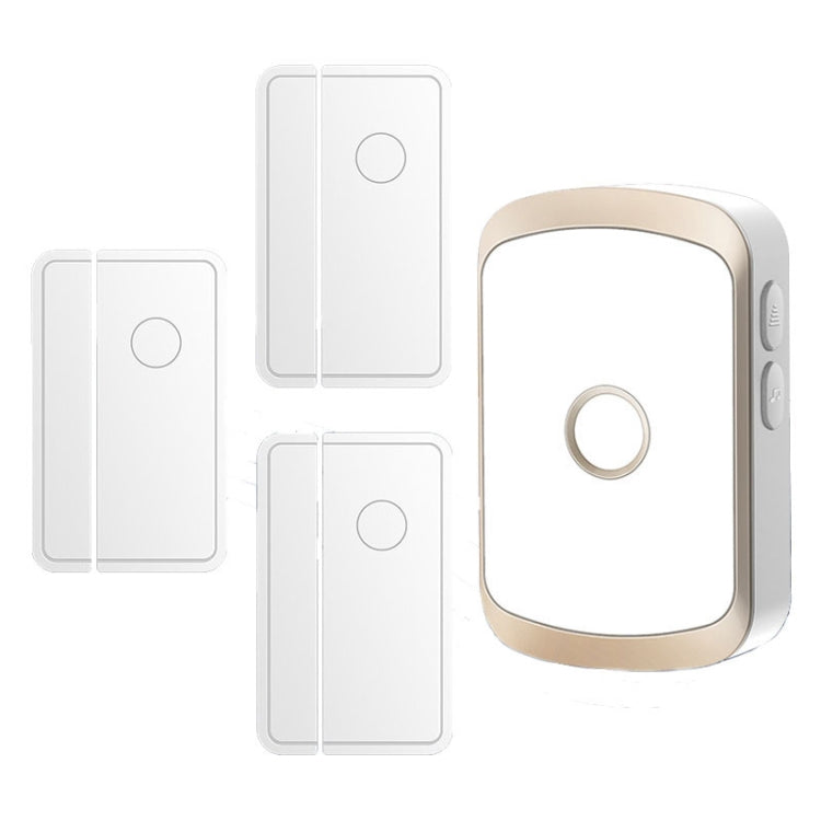 CACAZI M20 1 For 3 Split Type Door Opening Sensor Reminder Smart Wireless Doorbell Alarm, Style: EU Plug(Gold) - Wireless Doorbell by CACAZI | Online Shopping South Africa | PMC Jewellery