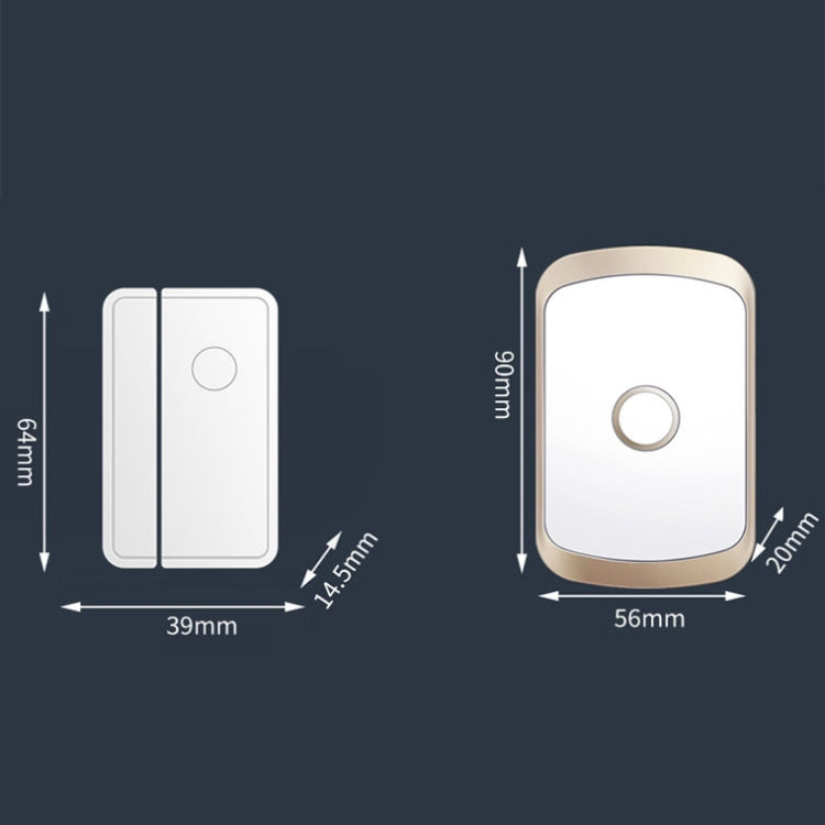 CACAZI M20 1 For 3 Split Type Door Opening Sensor Reminder Smart Wireless Doorbell Alarm, Style: EU Plug(Gold) - Wireless Doorbell by CACAZI | Online Shopping South Africa | PMC Jewellery