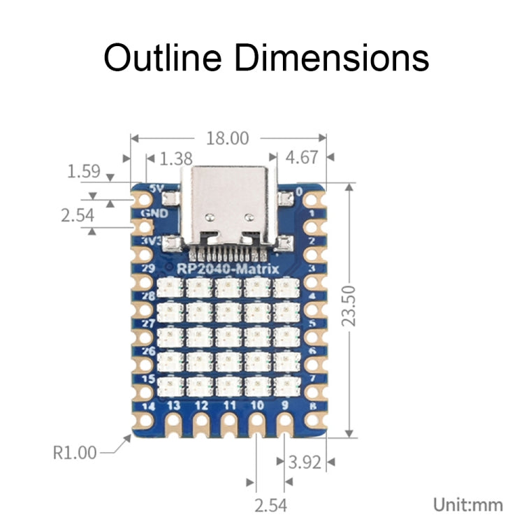 Waveshare 24594 5×5 RGB LED Matrix RP2040 Dual Core Processor Development Board - Modules Expansions Accessories by Waveshare | Online Shopping South Africa | PMC Jewellery | Buy Now Pay Later Mobicred