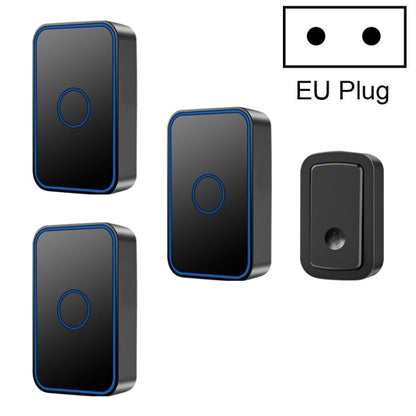 CACAZI  A19 1 For 3  Wireless Music Doorbell without Battery, EU Plug(Black) - Wireless Doorbell by CACAZI | Online Shopping South Africa | PMC Jewellery