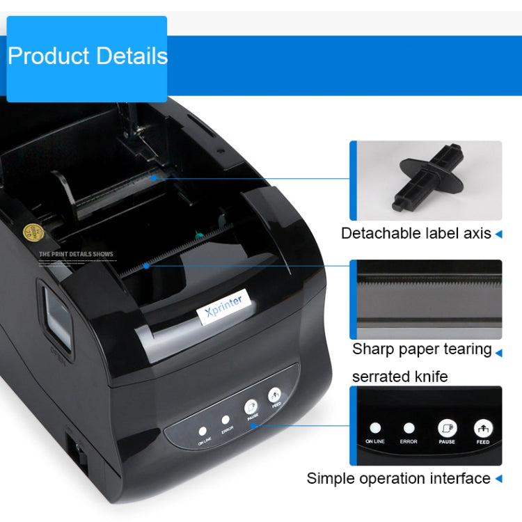 Xprinter XP-365B 80mm Thermal Label Printer Clothing Tag Supermarket Barcode Printer, Plug: UK Plug(Bluetooth Version) - Printer by Xprinter | Online Shopping South Africa | PMC Jewellery | Buy Now Pay Later Mobicred