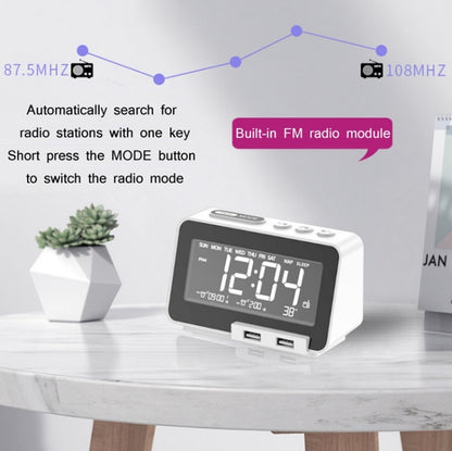 K5 Wireless Bluetooth Speaker Desktop Alarm Clock Radio, Specification: US Plug(White) - Desktop Speaker by PMC Jewellery | Online Shopping South Africa | PMC Jewellery | Buy Now Pay Later Mobicred