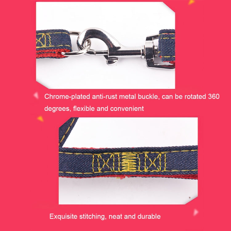 BG-Q1025 Leash+Chest Strap+Collar Thickened Strong Denim Pet Dog Leash Set, Size: XL(Black) - Leashes & Chest Strap by PMC Jewellery | Online Shopping South Africa | PMC Jewellery