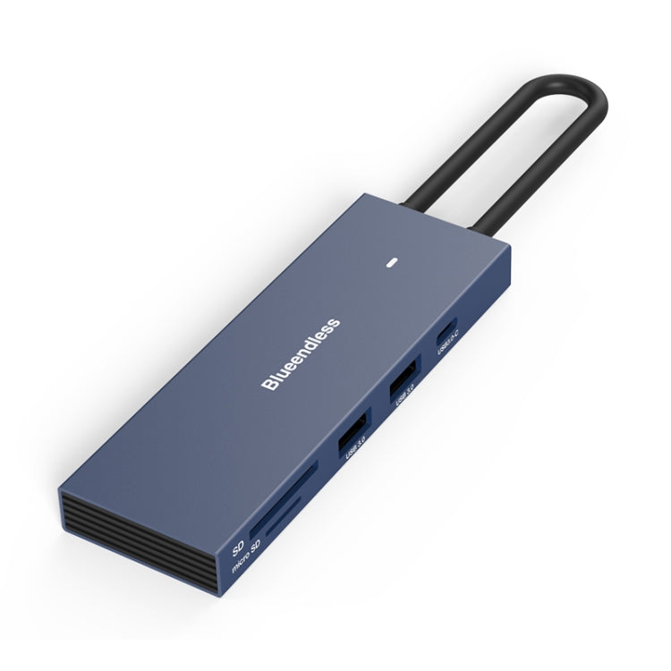 Blueendless 4K60Hz + Data Port Type-C Docking Station USB3.0 Splitter, Spec: 7-in-1 Card Reading Blue - free shipping - PMC Jewellery - Order now!