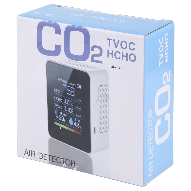 TVOC1 Portable CO2 Air Quality Formaldehyde Carbon Dioxide Detector Indoor Temperature Hygrometer with LED Digital Display(Black) - Air & Water Quality Tester by PMC Jewellery | Online Shopping South Africa | PMC Jewellery | Buy Now Pay Later Mobicred