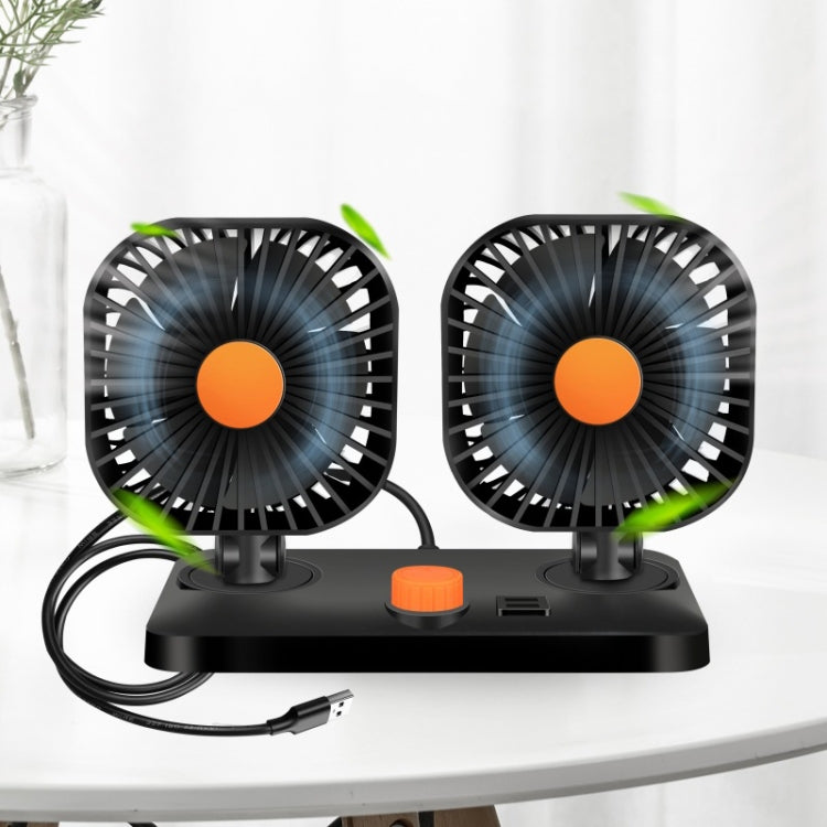 Mini USB 12 / 24V Car Electric Fan Double Head Fan - Heating & Fans by PMC Jewellery | Online Shopping South Africa | PMC Jewellery | Buy Now Pay Later Mobicred