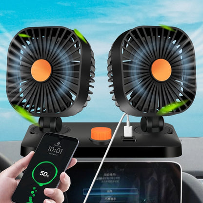 Mini USB 12 / 24V Car Electric Fan Double Head Car Cigarette Lighter Fan - Heating & Fans by PMC Jewellery | Online Shopping South Africa | PMC Jewellery | Buy Now Pay Later Mobicred