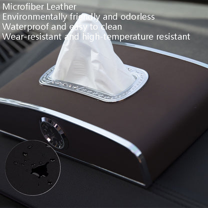 Car Clock Tissue Box Multi-Function Vehicle Instrument Table Paper Towel Box, Style: Clock+Parking Card (Agate) - Tissue Boxes by PMC Jewellery | Online Shopping South Africa | PMC Jewellery