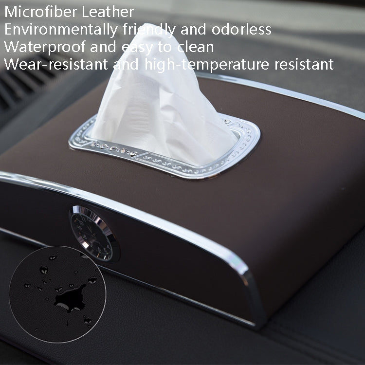 Car Clock Tissue Box Multi-Function Vehicle Instrument Table Paper Towel Box, Style: With Clock (Ivory) - Tissue Boxes by PMC Jewellery | Online Shopping South Africa | PMC Jewellery