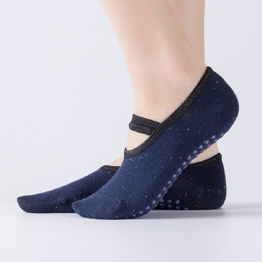 Cotton Backless Ballet Yoga Socks with Straps, Size:One Size(Navy Blue) - Yoga Socks & Shoes by PMC Jewellery | Online Shopping South Africa | PMC Jewellery | Buy Now Pay Later Mobicred