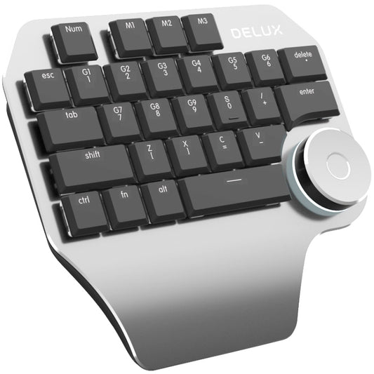 DELUX T11 29 Keys Single-Hand Keyboard Shortcut Key Speech Tool Flat Keyboard, Colour: Silver Black - Wired Keyboard by DELUX | Online Shopping South Africa | PMC Jewellery | Buy Now Pay Later Mobicred