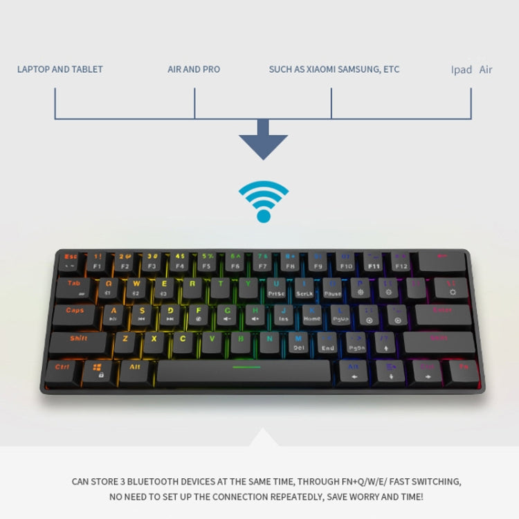 LEAVEN K28 61 Keys Gaming Office Computer RGB Wireless Bluetooth + Wired Dual Mode Mechanical Keyboard, Cabel Length:1.5m, Colour: Green Axis (Black) - Wireless Keyboard by LEAVEN | Online Shopping South Africa | PMC Jewellery | Buy Now Pay Later Mobicred