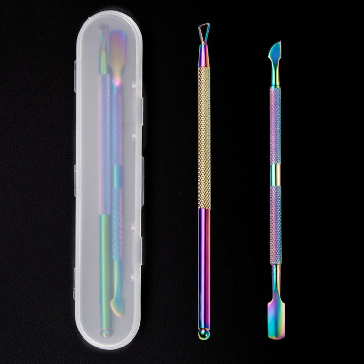 2 in 1 Color Titanium Nail Remover Set Stainless Steel Double-headed Dead Skin Push Set - Nail Art Equipment by PMC Jewellery | Online Shopping South Africa | PMC Jewellery | Buy Now Pay Later Mobicred