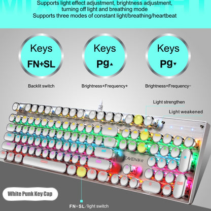 104 Keys Green Shaft RGB Luminous Keyboard Computer Game USB Wired Metal Mechanical Keyboard, Cabel Length:1.5m, Style: Double Imposition Version (Blue White) - Wired Keyboard by PMC Jewellery | Online Shopping South Africa | PMC Jewellery | Buy Now Pay Later Mobicred