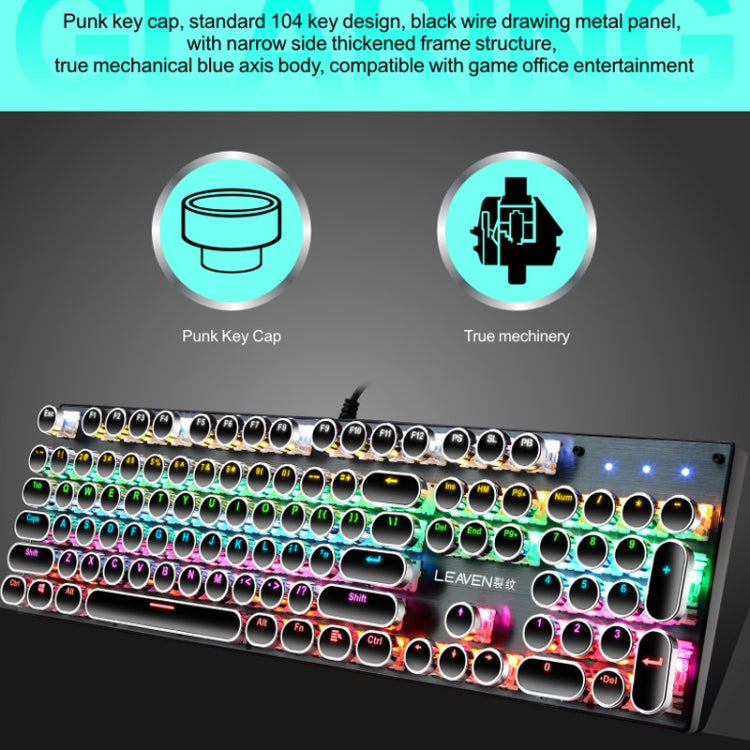 104 Keys Green Shaft RGB Luminous Keyboard Computer Game USB Wired Metal Mechanical Keyboard, Cabel Length:1.5m, Style: Double Imposition Version (White Blue) - Wired Keyboard by PMC Jewellery | Online Shopping South Africa | PMC Jewellery | Buy Now Pay Later Mobicred