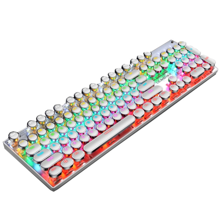 104 Keys Green Shaft RGB Luminous Keyboard Computer Game USB Wired Metal Mechanical Keyboard, Cabel Length:1.5m, Style: Punk Word Through Version (White) - Wired Keyboard by PMC Jewellery | Online Shopping South Africa | PMC Jewellery | Buy Now Pay Later Mobicred