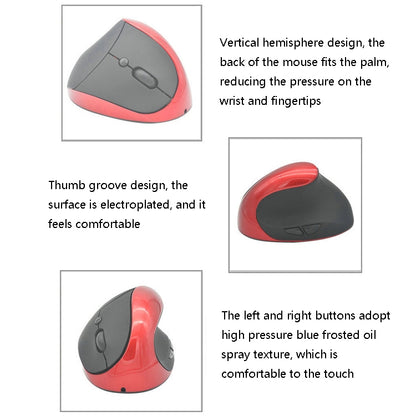 JSY-03 6 Keys Wireless Vertical Charging Mouse Ergonomic Vertical Optical Mouse(Red) - Wireless Mice by PMC Jewellery | Online Shopping South Africa | PMC Jewellery | Buy Now Pay Later Mobicred