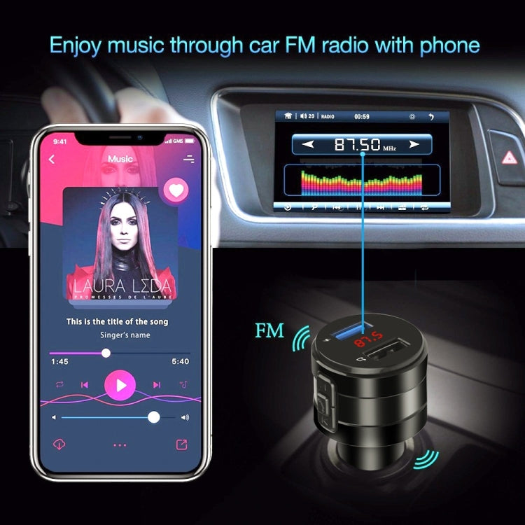 X20 Black Car Bluetooth Handsfree Car FM Transmitter Music Player Car Charger - Bluetooth Car Kits by PMC Jewellery | Online Shopping South Africa | PMC Jewellery | Buy Now Pay Later Mobicred