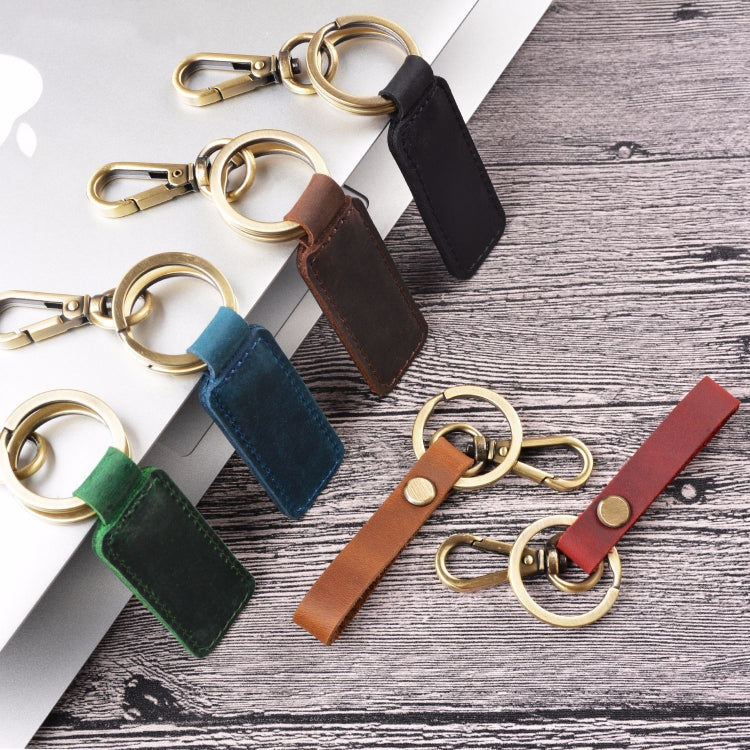 2 PCS Handmade Crazy Horse Leather Retro Keychain Car Couple Keychain, Specification: Double Ring(Black) - Key Rings by PMC Jewellery | Online Shopping South Africa | PMC Jewellery | Buy Now Pay Later Mobicred