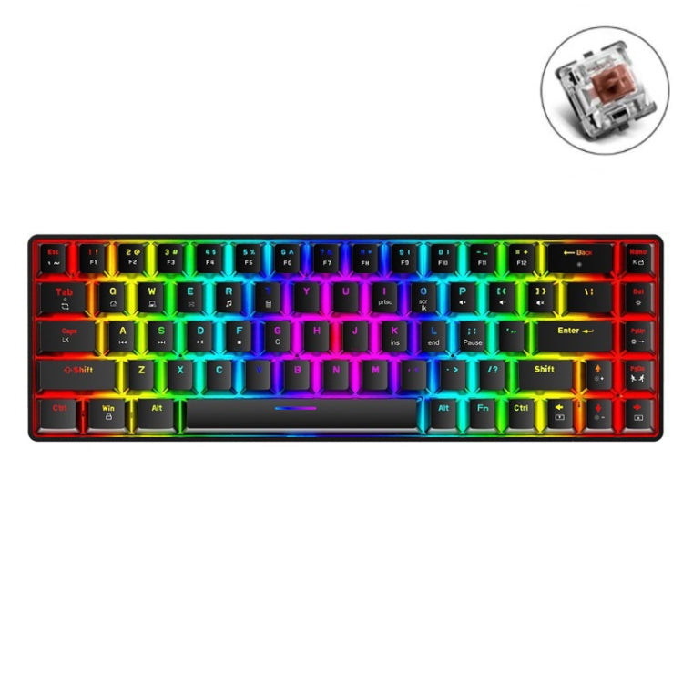 T8 68 Keys Mechanical Gaming Keyboard RGB Backlit Wired Keyboard, Cable Length:1.6m(Black Tea Shaft) - Wired Keyboard by PMC Jewellery | Online Shopping South Africa | PMC Jewellery | Buy Now Pay Later Mobicred