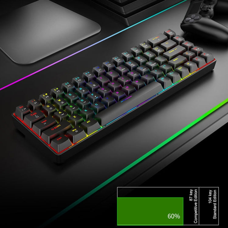 T8 68 Keys Mechanical Gaming Keyboard RGB Backlit Wired Keyboard, Cable Length:1.6m(Black Tea Shaft) - Wired Keyboard by PMC Jewellery | Online Shopping South Africa | PMC Jewellery | Buy Now Pay Later Mobicred