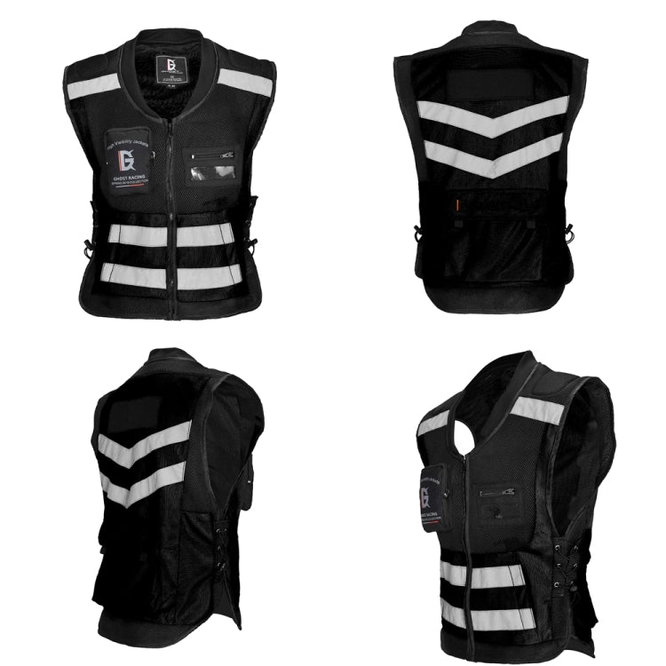 GHOST RACING GR-Y06 Motorcycle Riding Vest Safety Reflective Vest, Size: XL(Black) - Protective Gear by GHOST RACING | Online Shopping South Africa | PMC Jewellery | Buy Now Pay Later Mobicred