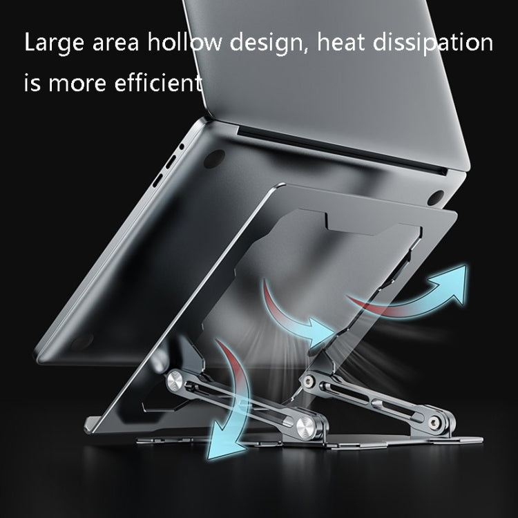 Integrated Foldable Laptop Stand Hollow Heat-Dissipating Flat Desktop Stand(Deep Space Gray) - Laptop Stand by PMC Jewellery | Online Shopping South Africa | PMC Jewellery | Buy Now Pay Later Mobicred