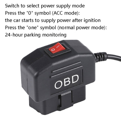 H508 OBD Car Charger Driving Recorder Power Cord 12/24V To 5V With Switch Low Pressure Protection Line, Specification: Mini Left Elbow - Cables & Connectors by PMC Jewellery | Online Shopping South Africa | PMC Jewellery | Buy Now Pay Later Mobicred