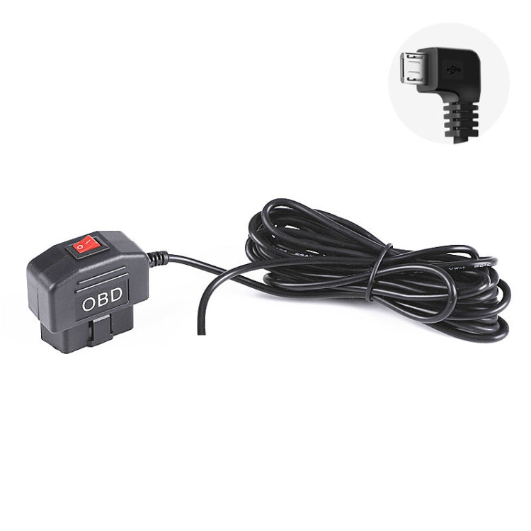 H508 OBD Car Charger Driving Recorder Power Cord 12/24V To 5V With Switch Low Pressure Protection Line, Specification: Micro Left Elbow - Cables & Connectors by PMC Jewellery | Online Shopping South Africa | PMC Jewellery | Buy Now Pay Later Mobicred