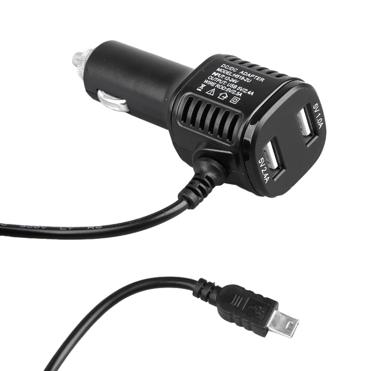 H519 Car Charger Driving Recorder Power Cord Dual USB With Display Charging Line, Specification: Mini Straight - Cigar Socket by PMC Jewellery | Online Shopping South Africa | PMC Jewellery | Buy Now Pay Later Mobicred