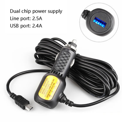 2 PCS H515 Car Charger Driving Recorder Power Cord Navigation With USB Port Cigarette Lighter Vehicle Charging Wire, Specification: Line 2.5A+USB 2.4A(Micro Right Elbow) - Cigar Socket by PMC Jewellery | Online Shopping South Africa | PMC Jewellery | Buy Now Pay Later Mobicred