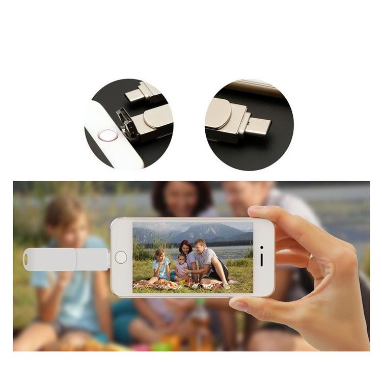 32GB USB 3.0 + 8 Pin + USB-C / Type-C 3 in 1 Phone Computer Rotatable Metal U-Disk - USB Flash Drives by PMC Jewellery | Online Shopping South Africa | PMC Jewellery | Buy Now Pay Later Mobicred