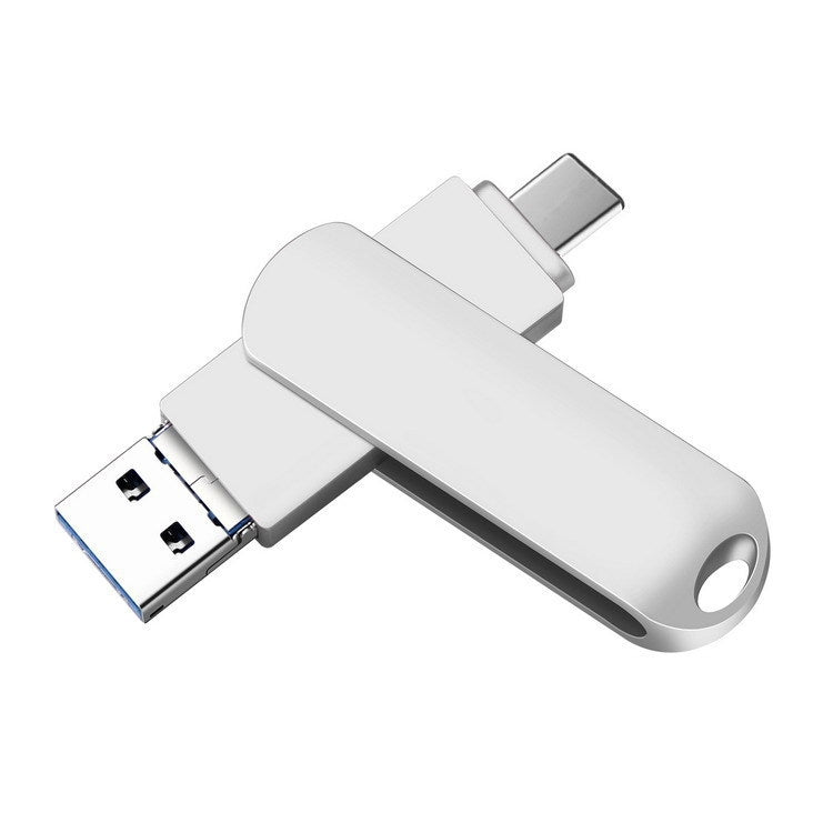 256GB USB 3.0 + 8 Pin + USB-C / Type-C 3 in 1 Phone Computer Rotatable Metal U-Disk - USB Flash Drives by PMC Jewellery | Online Shopping South Africa | PMC Jewellery | Buy Now Pay Later Mobicred