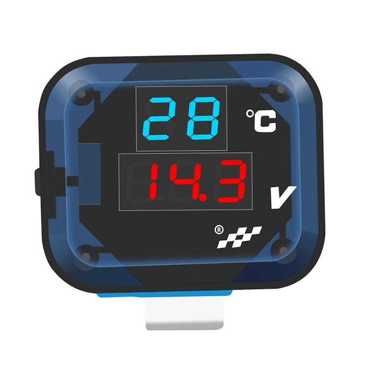 12-24V Motorcycle Modified Electronic Meter Voltage Temperature Table With USB Car Charger(Blue Red) - Electrical Instruments by PMC Jewellery | Online Shopping South Africa | PMC Jewellery | Buy Now Pay Later Mobicred