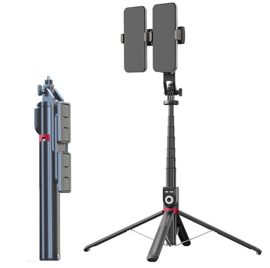 360-Degree Rotating Foldable Bluetooth Selfie Sticks Live Stand, Spec: P225 TK (Double Clip) - Selfie Sticks by PMC Jewellery | Online Shopping South Africa | PMC Jewellery | Buy Now Pay Later Mobicred