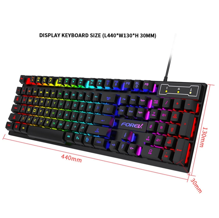 FOREV FV-Q305S Colorful Luminous Wired Spanish Keyboard and Mouse Set(Black) - Wired Keyboard by PMC Jewellery | Online Shopping South Africa | PMC Jewellery | Buy Now Pay Later Mobicred