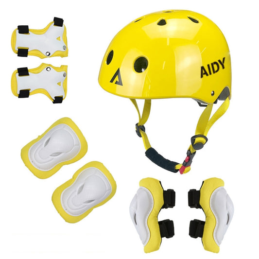 AIDY 7 In 1 Children Roller Skating Sports Protective Gear Set(Bright Yellow) - Protective Helmet & Masks by PMC Jewellery | Online Shopping South Africa | PMC Jewellery | Buy Now Pay Later Mobicred