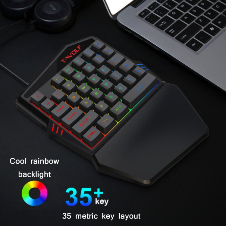 T-WOLF Mobile Gaming One-Handed Keyboard，Specification： TF-900 Set - Wired Keyboard by T-WOLF | Online Shopping South Africa | PMC Jewellery | Buy Now Pay Later Mobicred