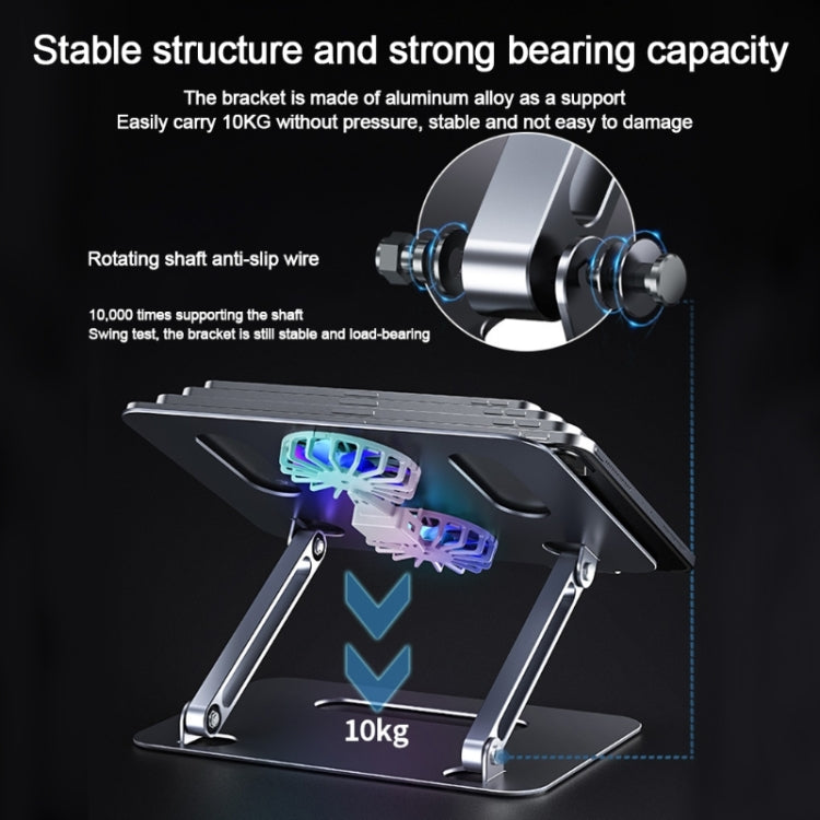 BONERUY P43F Aluminum Alloy Folding Computer Stand Notebook Cooling Stand, Colour: Gray with Type-C Cable - Cooling Pads by BONERUY | Online Shopping South Africa | PMC Jewellery | Buy Now Pay Later Mobicred