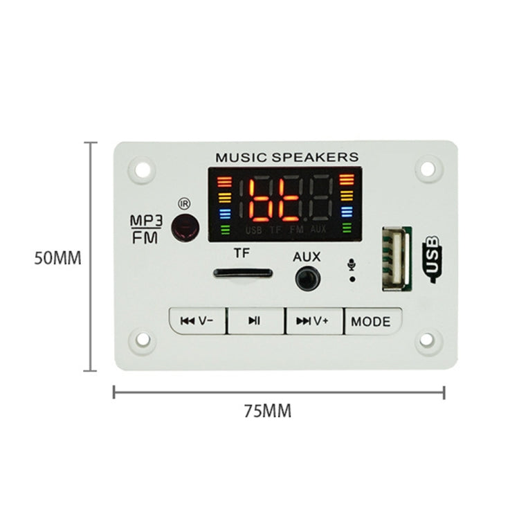 5V Car Color Display Audio Bluetooth MP3 Decoder Board(White) - Car MP3 & MP4 & MP5 by PMC Jewellery | Online Shopping South Africa | PMC Jewellery | Buy Now Pay Later Mobicred