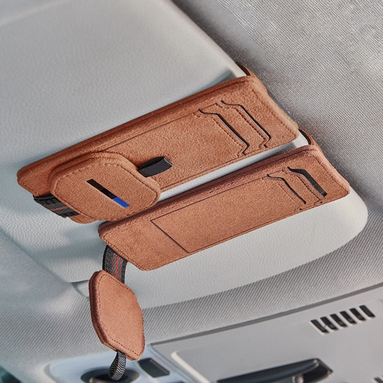 2 PCS/Set Multifunctional Glasses Clip For Car Sun Visor(Brown + Brown) - Sunglasses & Glasses Clips by PMC Jewellery | Online Shopping South Africa | PMC Jewellery | Buy Now Pay Later Mobicred