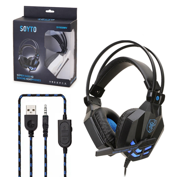 Soyto SY850MV Luminous Gaming Computer Headset For PC (Black Blue) - Multimedia Headset by Soyto | Online Shopping South Africa | PMC Jewellery | Buy Now Pay Later Mobicred