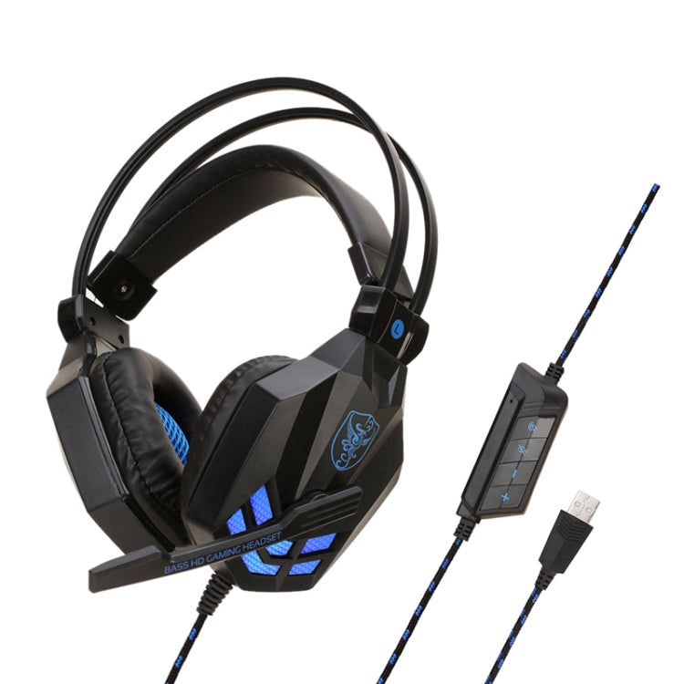 Soyto SY850MV Luminous Gaming Computer Headset For USB  (Black Blue) - Multimedia Headset by Soyto | Online Shopping South Africa | PMC Jewellery | Buy Now Pay Later Mobicred