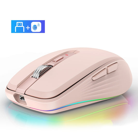 Fmouse M303 2400DPI Bluetooth&2.4G Dual Modes Rechargeable RGB Mouse(Pink) - Wireless Mice by Fmouse | Online Shopping South Africa | PMC Jewellery | Buy Now Pay Later Mobicred