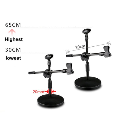 LKT-300 30-65cm Full Metal Disc Base Dual Microphone Stand,Size: 160mm Base - Stand by PMC Jewellery | Online Shopping South Africa | PMC Jewellery | Buy Now Pay Later Mobicred